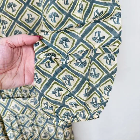 NWT Anthropologie Farm Rio V Neck Sheer Mushroom Print Wide Leg Jumpsuit Medium - Picture 11 of 16